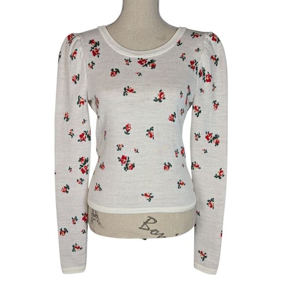 Naya Rea Cottagecore Floral Backless Sweater White Red Green Small - Picture 1 of 14